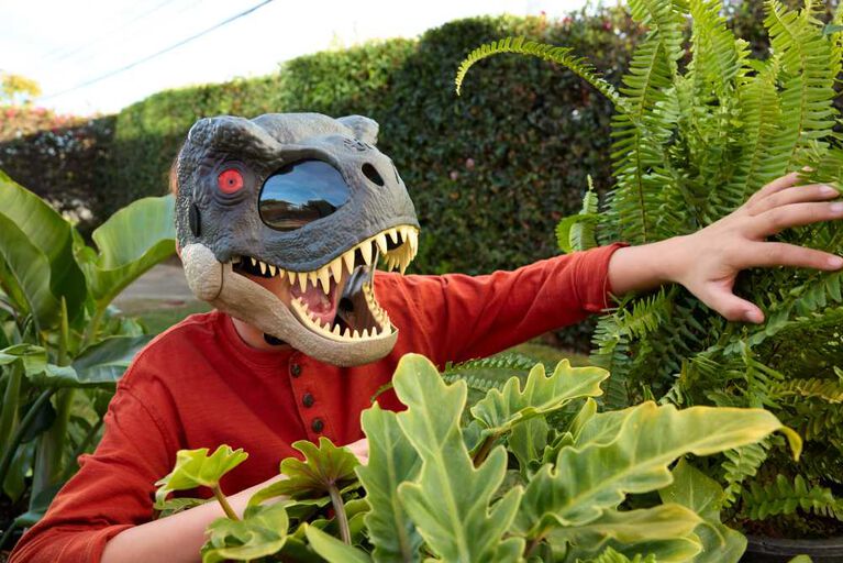 Jurassic World Rebirth T-Rex Rage N Roar Mask with LED Light Up Eyes Feature, 3 Level Effects