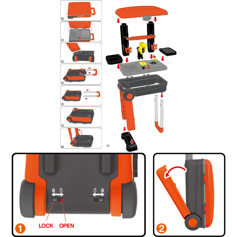 Toy Chef 2-In-1 Children's Portable Tool Set Station