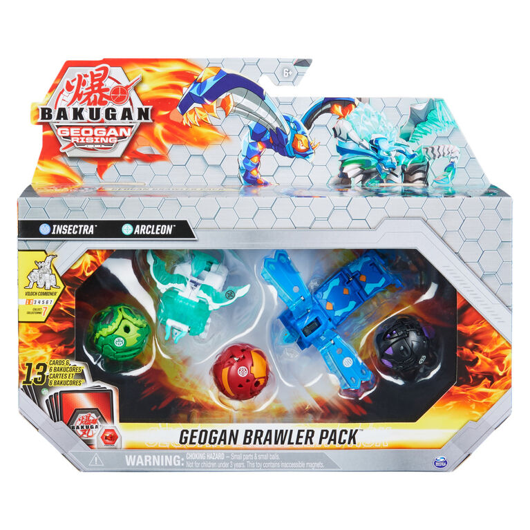 Bakugan Geogan Brawler 5-Pack, Exclusive Insectra and Arcleon Geogan and 3 Bakugan Collectible Action Figures