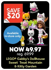 Save $20 LEGO® Gabby's Dollhouse Sweet 
Treat Mountain & Kitty Garden