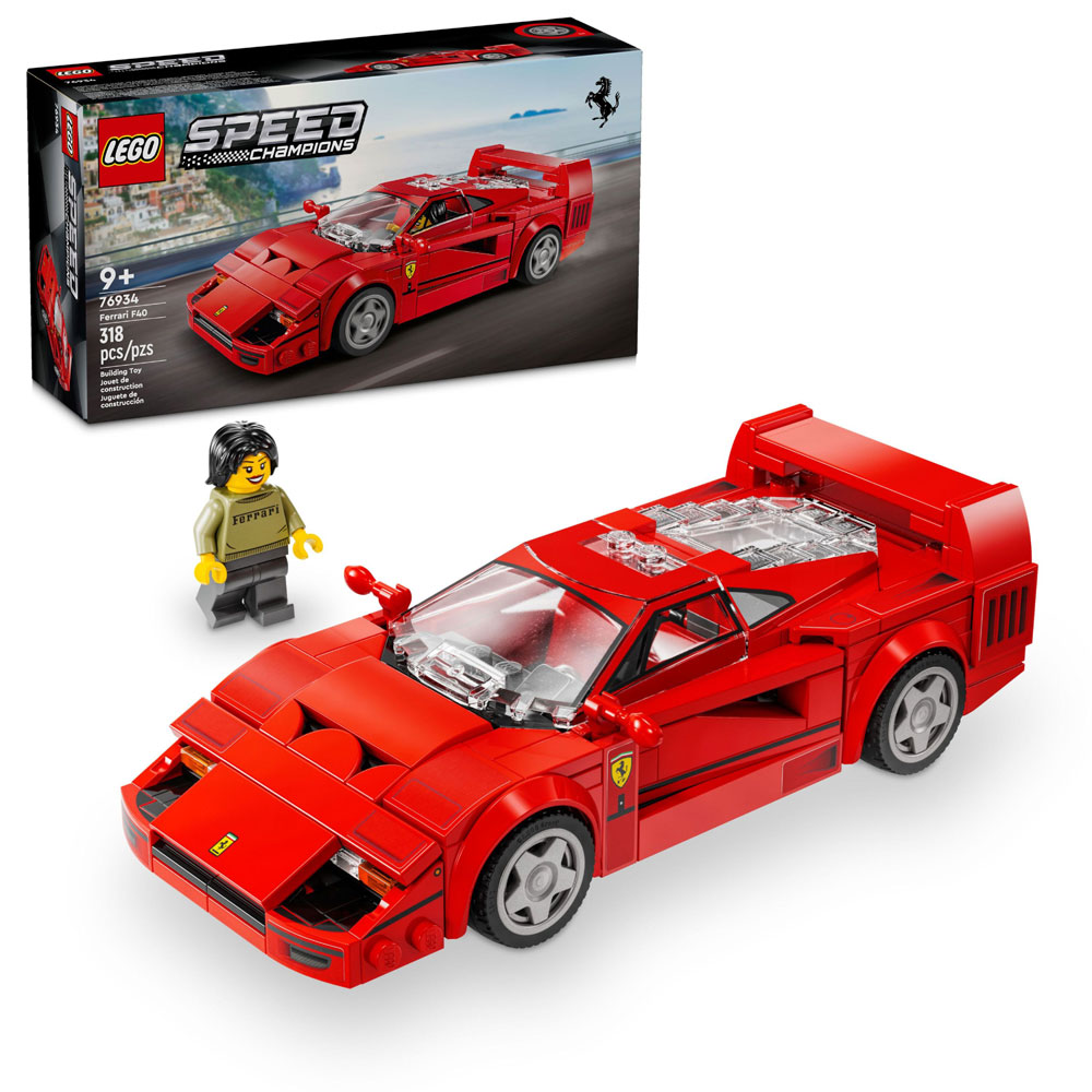 LEGO Speed Champions Ferrari F40 Supercar, Toy Car Model Building Set
