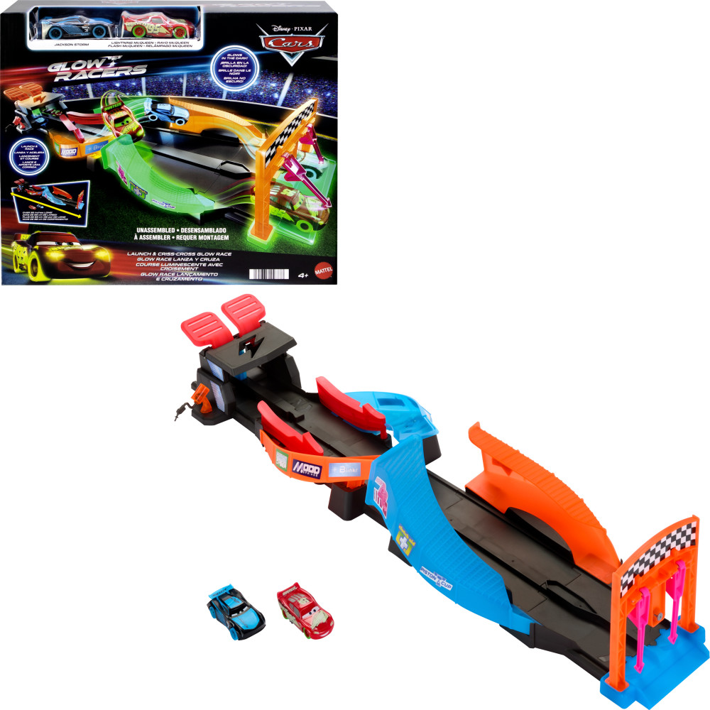 Disney and Pixar Cars Glow Racers Launch & CrissCross Playset with 2