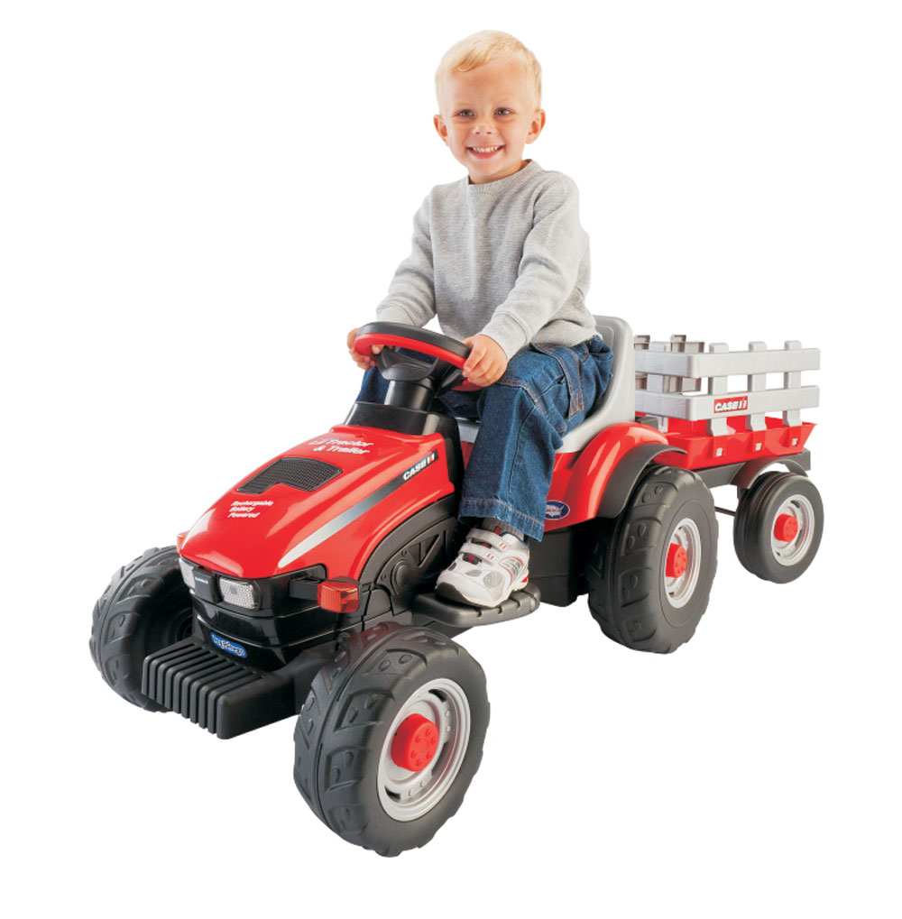 Peg Perego Case IH Lil Tractor RideOn with Trailer Red Toys R Us