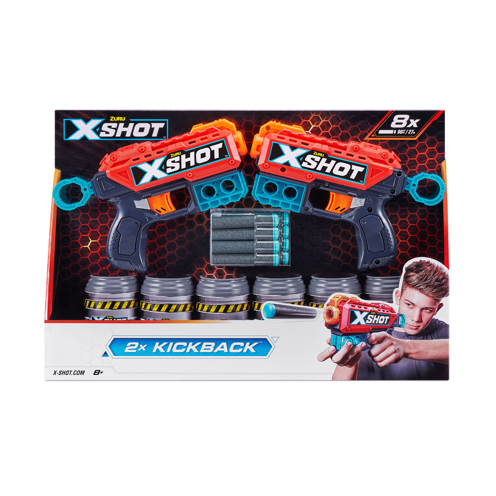X-Shot Excel Double Kickback Blaster Combo Pack (8 Darts, 6 Cans