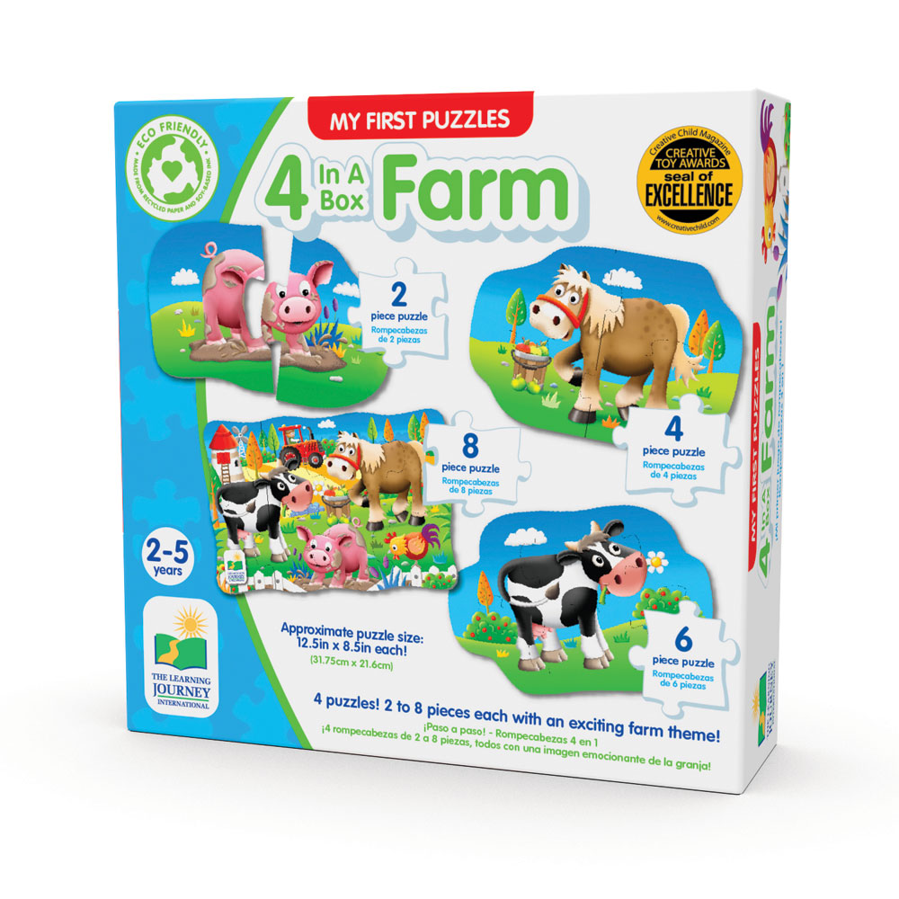 The Learning Journey 627419 My First Puzzle Sets 4-In-A-Box, Farm,Multicolor