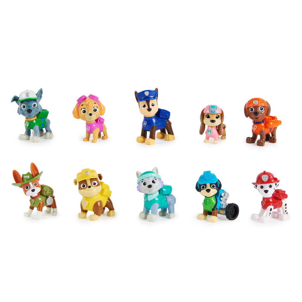 Nom Des Personnage Pat Patrouille PAW Patrol, 10e anniversaire, Coffret cadeau de 10 figurines articulées de toute la Pat'Patrouille au complet à collectionner | Toys R Us Canada