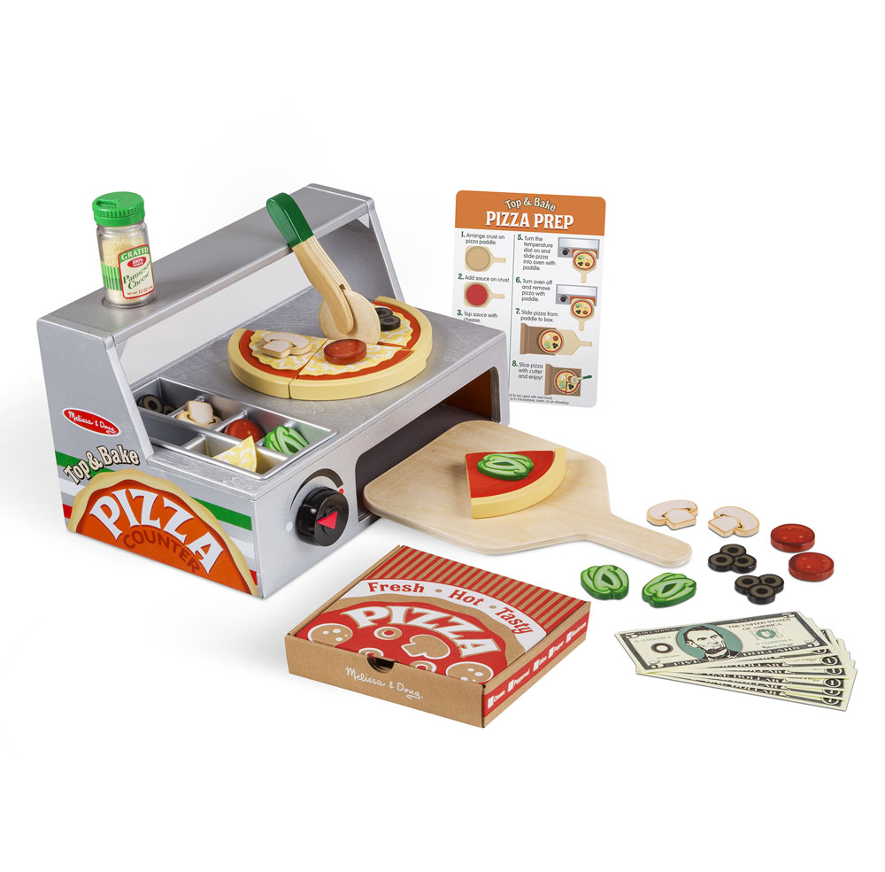 Melissa & Doug Top and Bake Wooden Pizza Counter Play Food Set styles