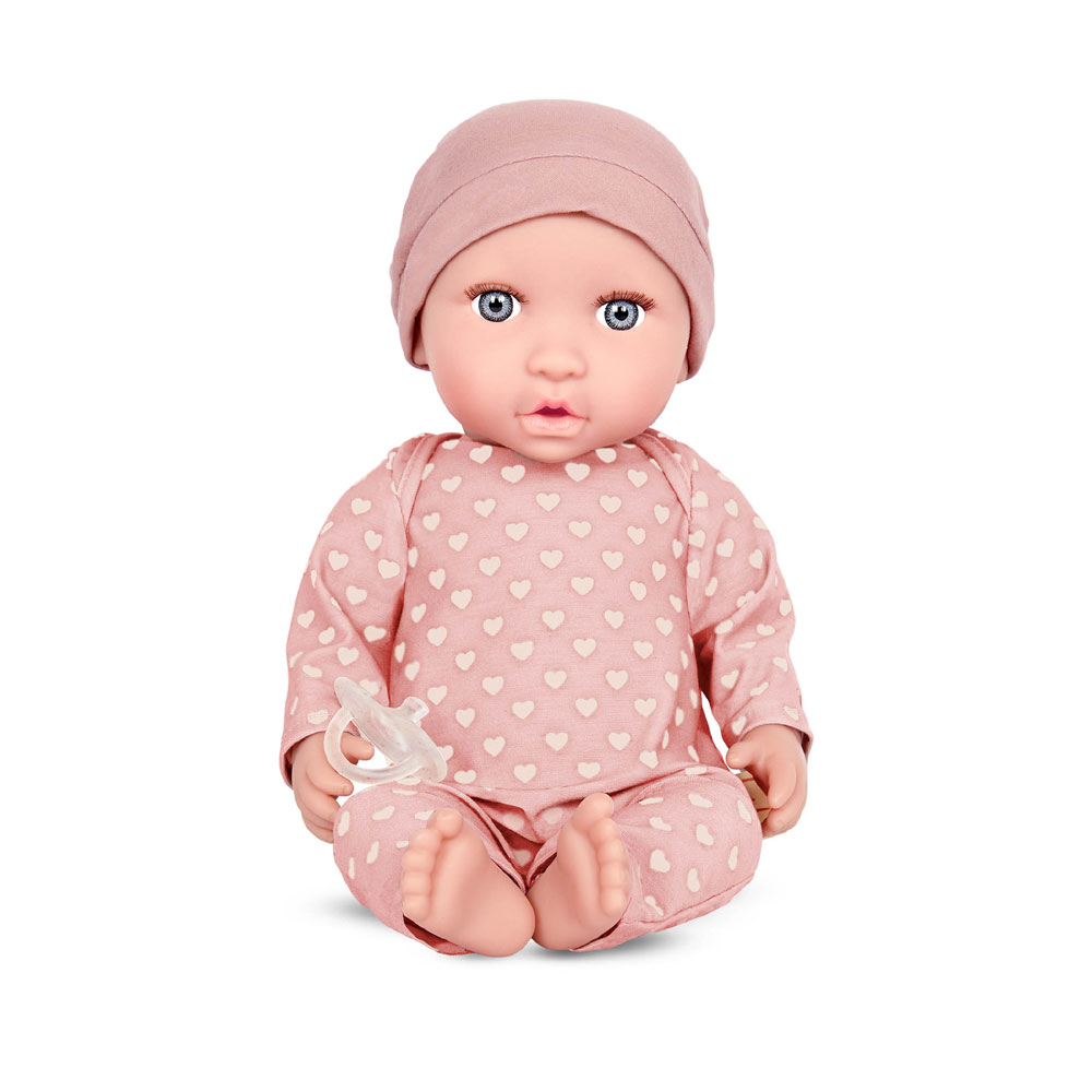 Babi Baby Doll - Gray-Blue Eyes and Pink Hat 14-inch Baby