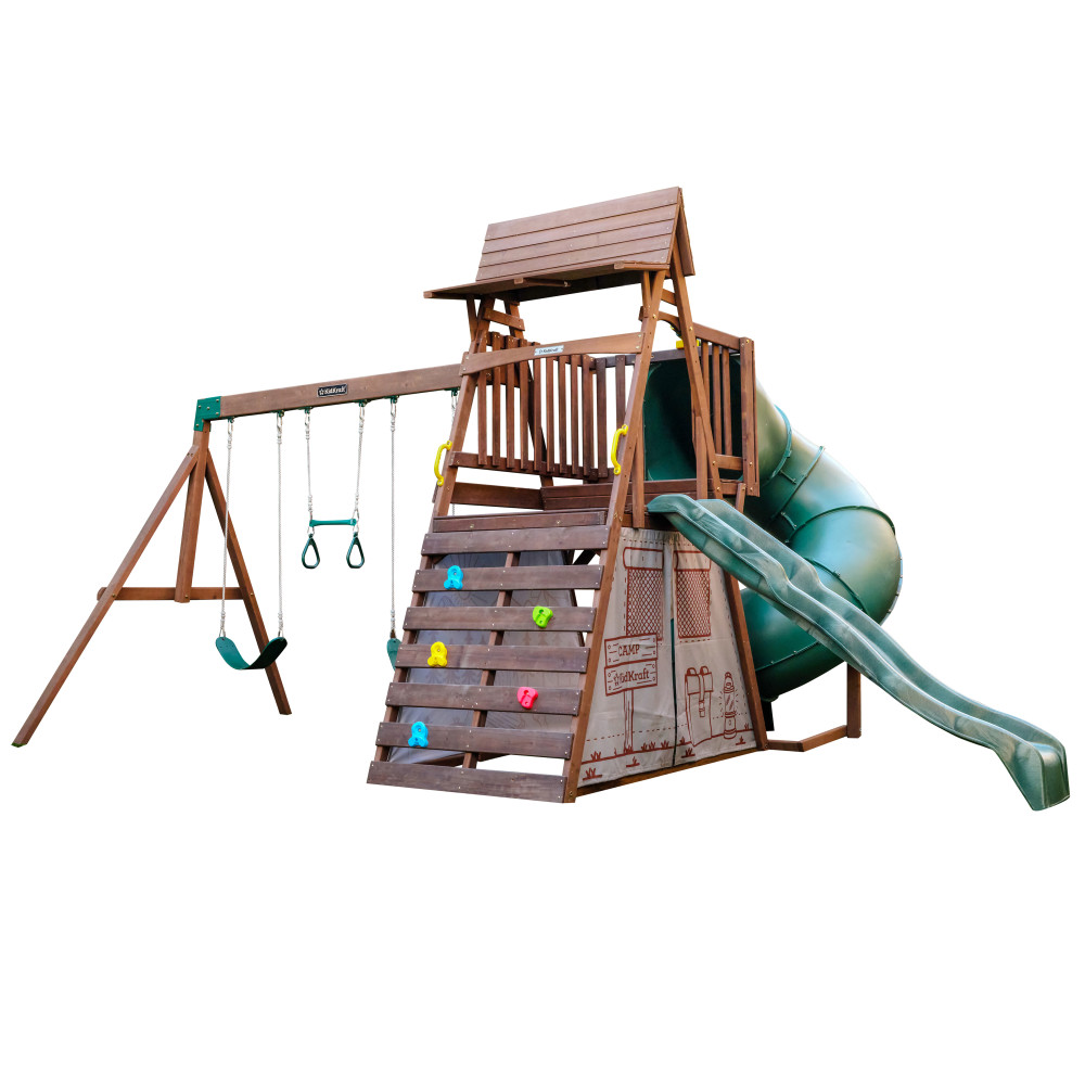 KidKraft Ranger Retreat Wooden Swing Set / Playset with Tent, Tube