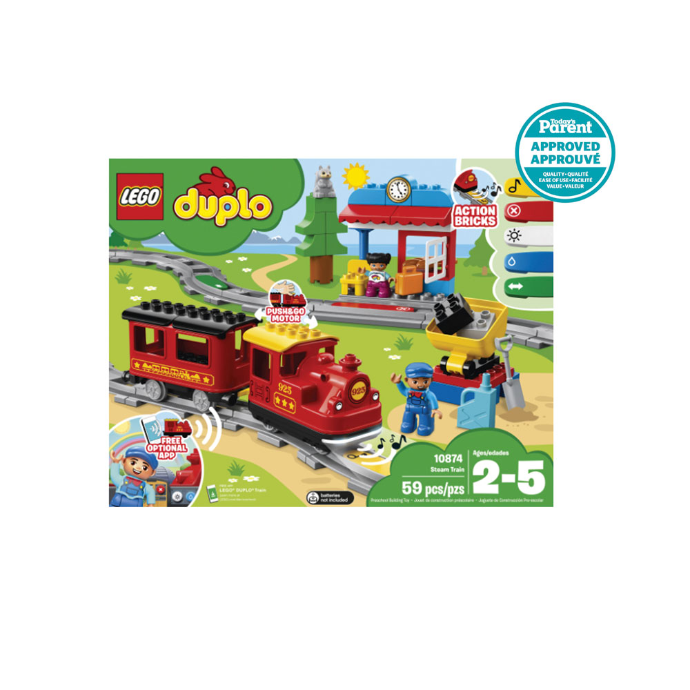 LEGO® 10874 DUPLO Town Le Train À Vapeur, Jouet À Pile, Avec Sons, Lumières  et télécommande, Jeu De Train Pour Enfants 2-5 ans rouge - Lego