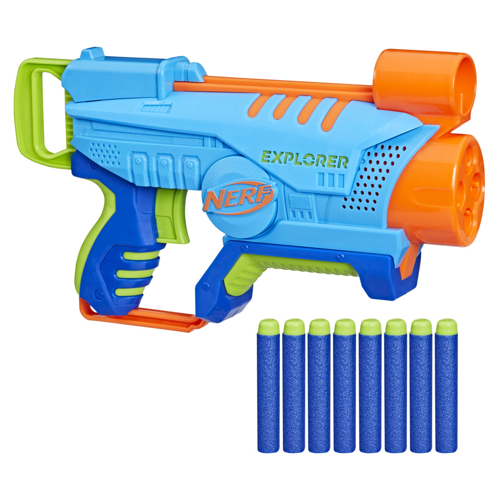 Nerf Elite Jr Explorer Easy-Play Blaster, Easy to Hold and Load