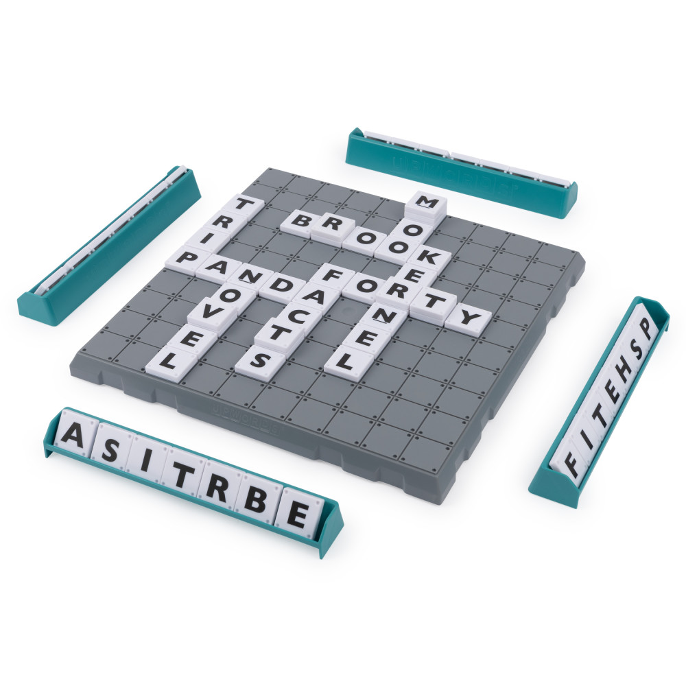 Upwords, Word Game with Stackable Letter Tiles & Rotating Game Board ...