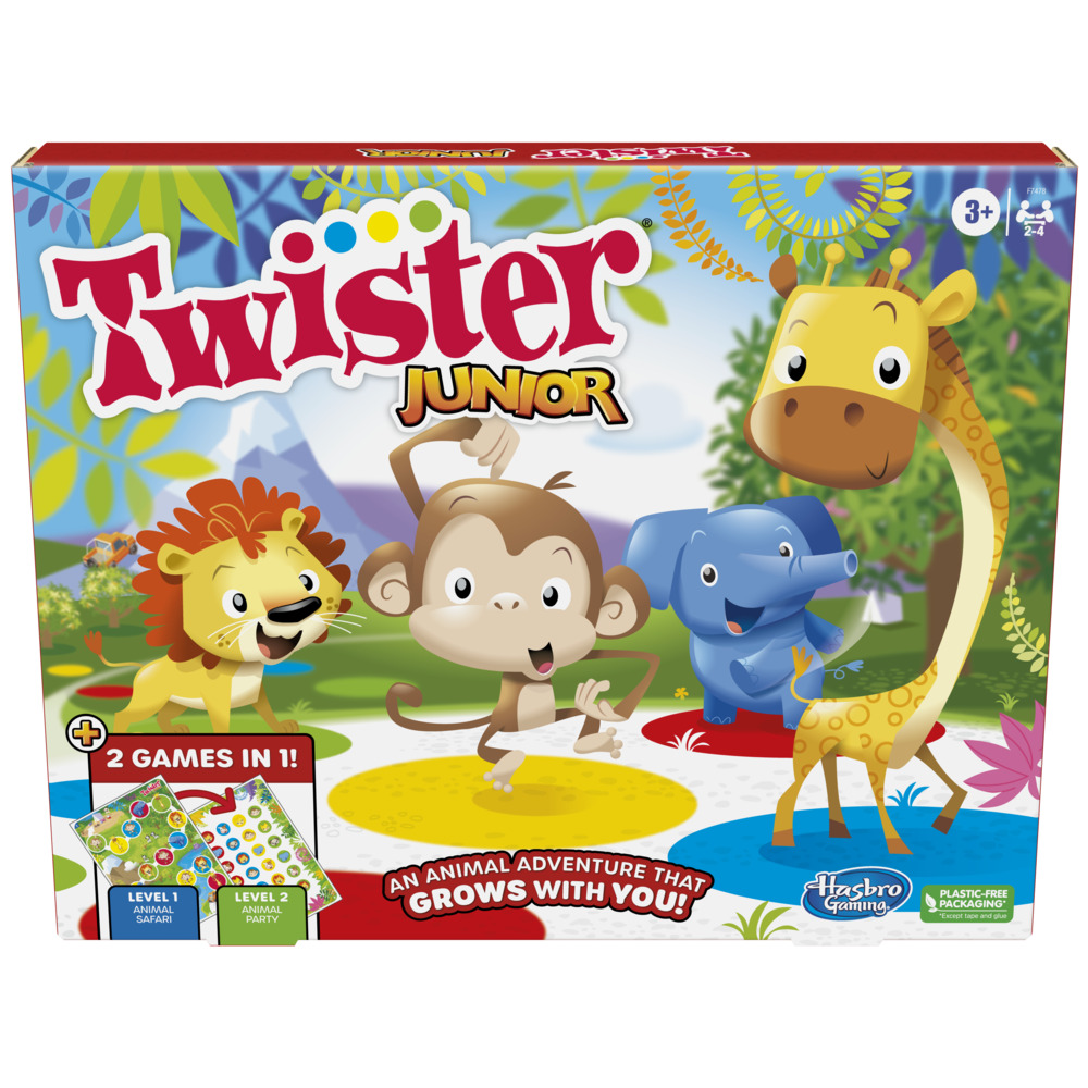 Hasbro Jeu Twister Junior, tapis réversible aventure animalière - 1 ea