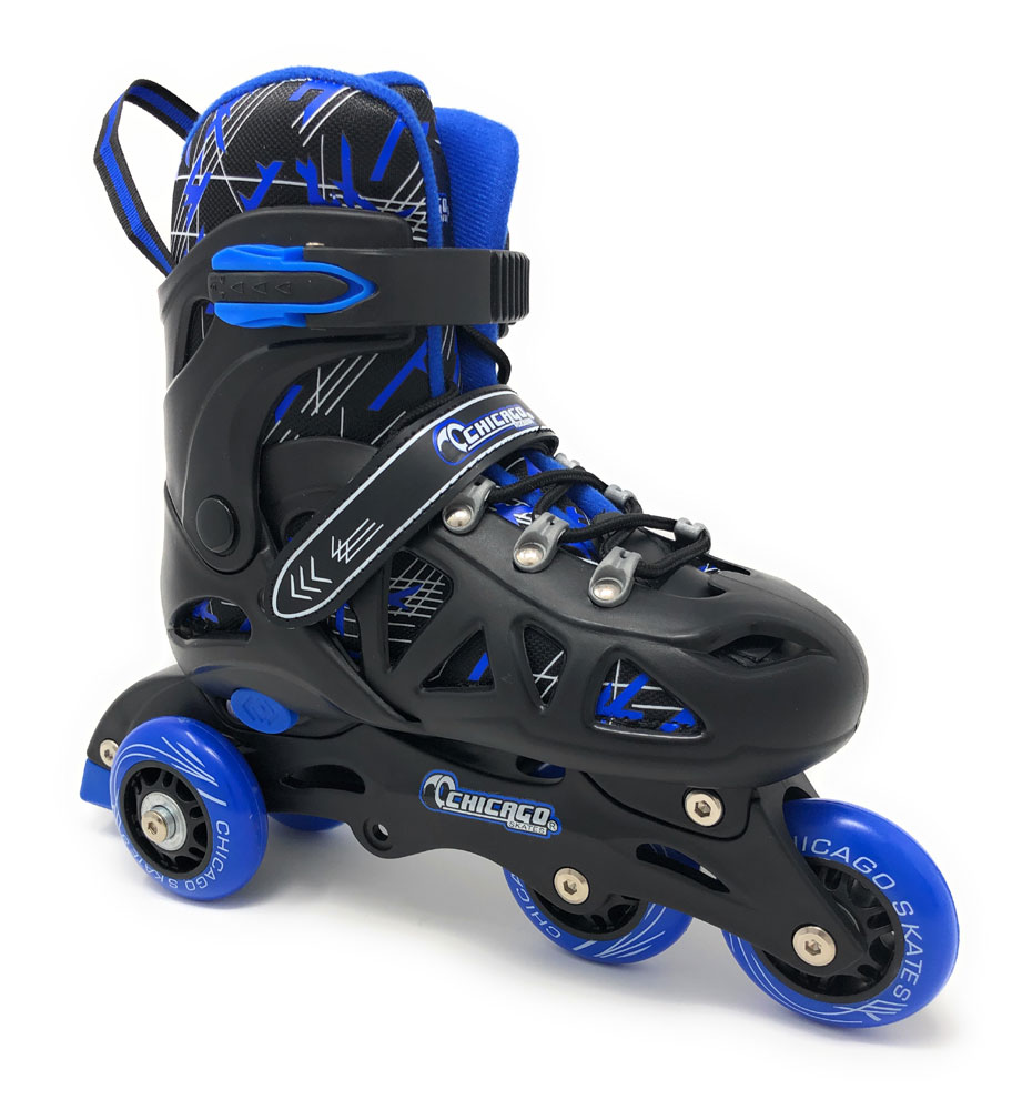 Chicago Skates Adjustable Blue Rollerblade Combo Set Size J10J13